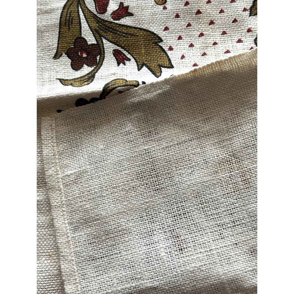 Vtg Kitchen Linen Tea Towel Jacobean Floral Signed Ann Clark Large 17 x 30